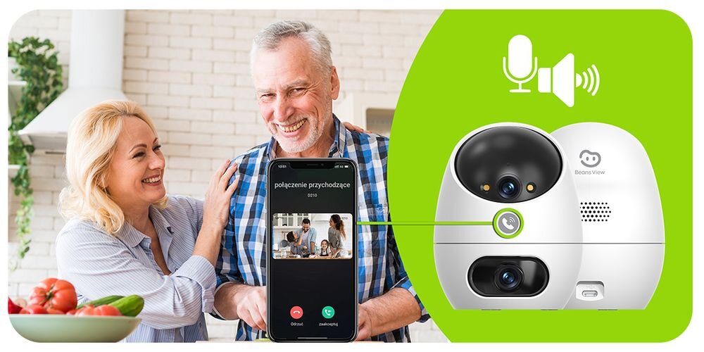 Kamera EZVIZ Beans View D220 Dual 2K, Wewnętrzna, Wi-Fi / Bluetooth, Kamera obrotowa, dwukierunkowe, audio, przycisk, rozmowy, Rozmowa wideo przez kamerę z bliskimi.