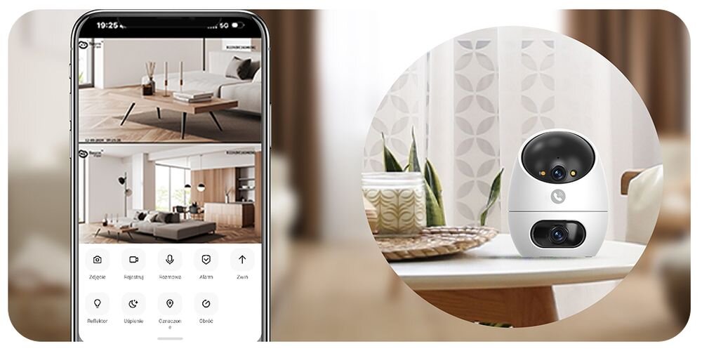 Kamera EZVIZ Beans View D220 Dual 3K, Wewnętrzna, Wi-Fi / Bluetooth, Kamera obrotowa, dwa, obrazy, szeroki, widok, Kamera do monitoringu sklepu i lokalu.