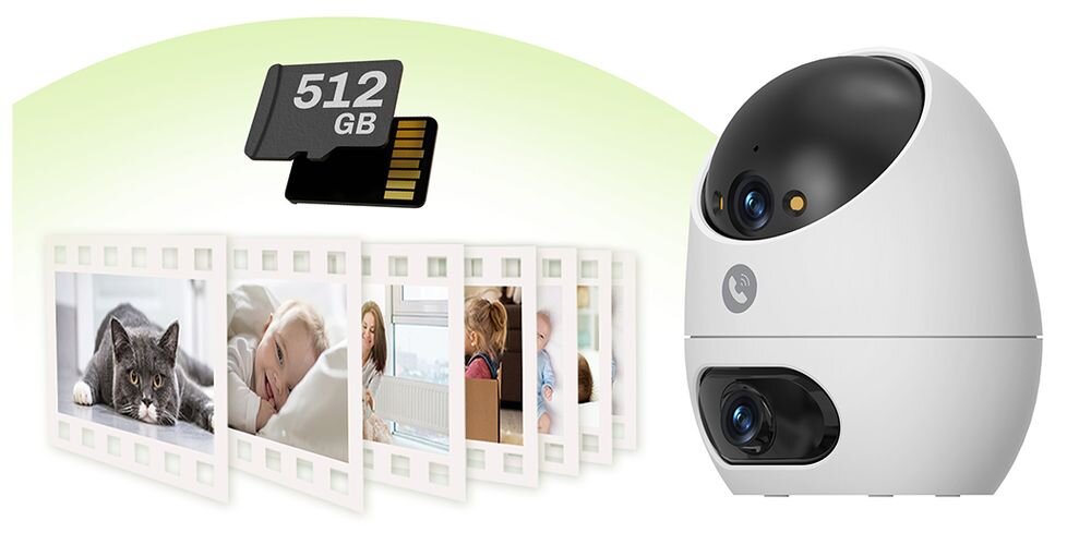 Kamera EZVIZ Beans View D220 Dual 3K, Wewnętrzna, Wi-Fi / Bluetooth, Kamera obrotowa, osłona, prywatności, karta, pamięci, Archiwizacja nagrań na karcie pamięci.