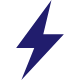 Ikona przedstawia niebieski symbol błyskawicy na białym tle.
