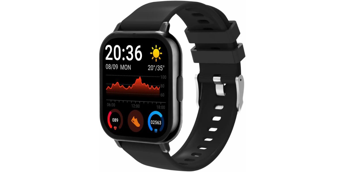 Smartwatch DENVER SWC-176B Czarny na białym tle.