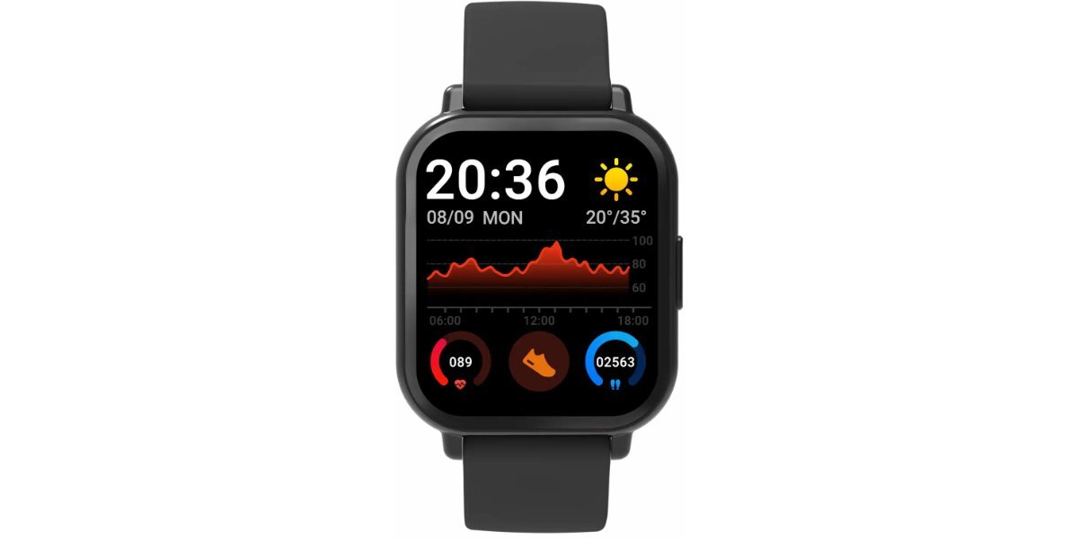 Smartwatch DENVER SWC-176B Czarny na białym tle.