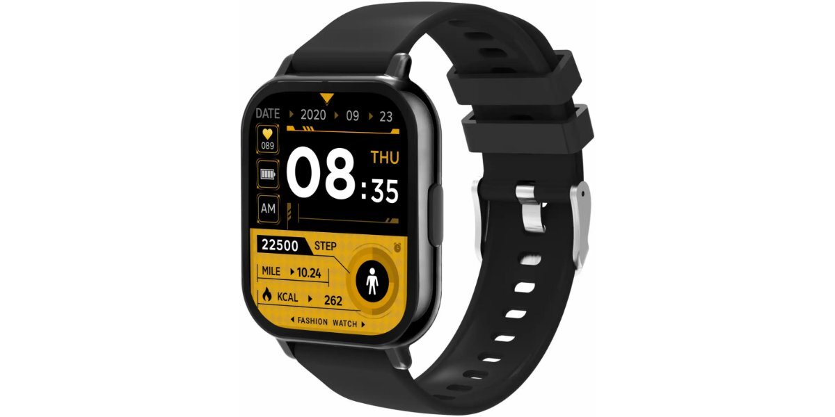 Smartwatch DENVER SWC-176B Czarny na białym tle.
