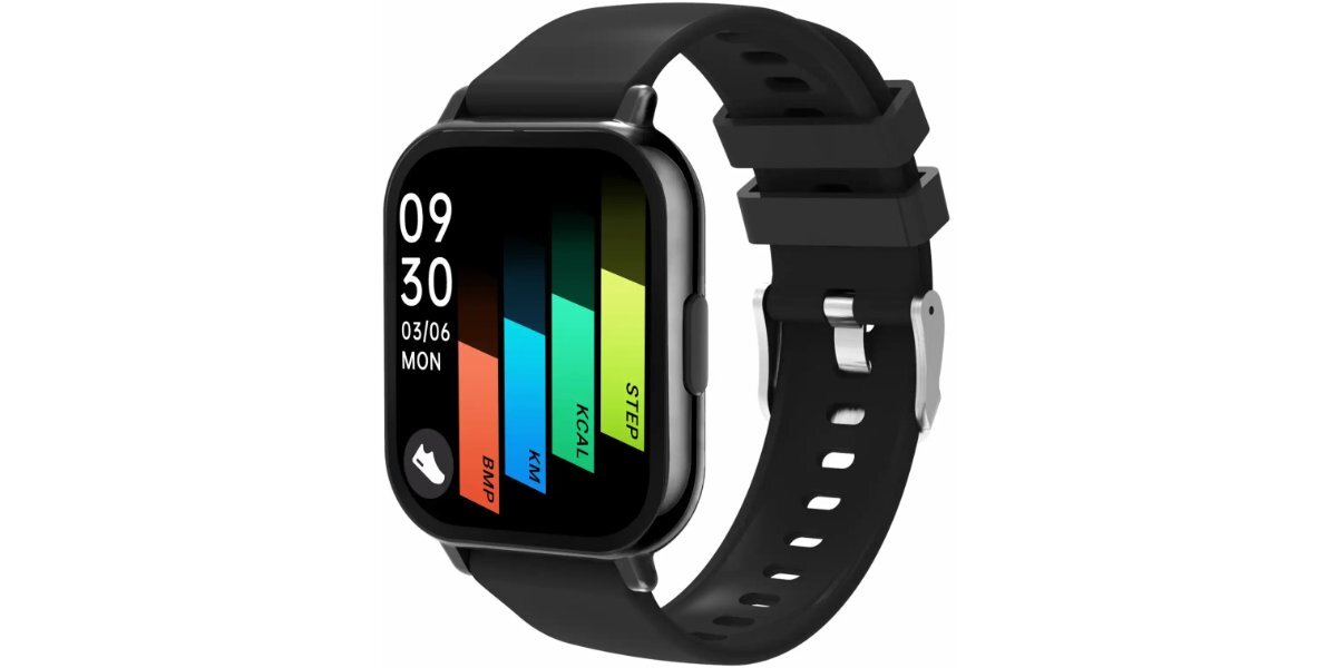 Smartwatch DENVER SWC-176B Czarny na białym tle.