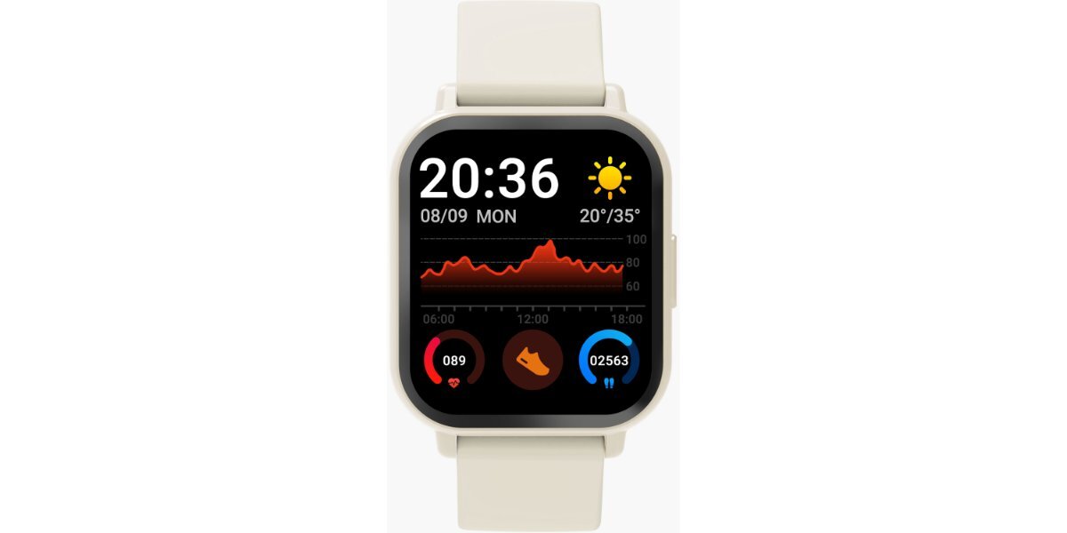 Smartwatch DENVER SWC-176BE Beżowy na białym tle.