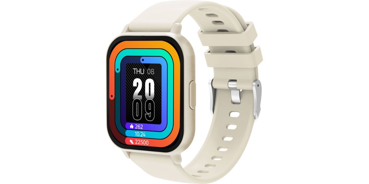 Smartwatch DENVER SWC-176BE Beżowy na białym tle.