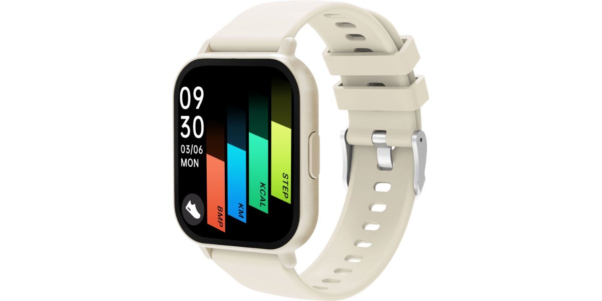 Smartwatch DENVER SWC-176BE Beżowy na białym tle.