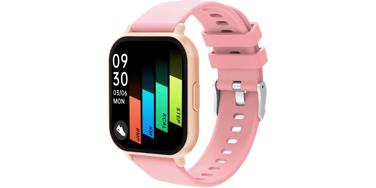 Smartwatch DENVER SWC-176RO Różowy na białym tle.