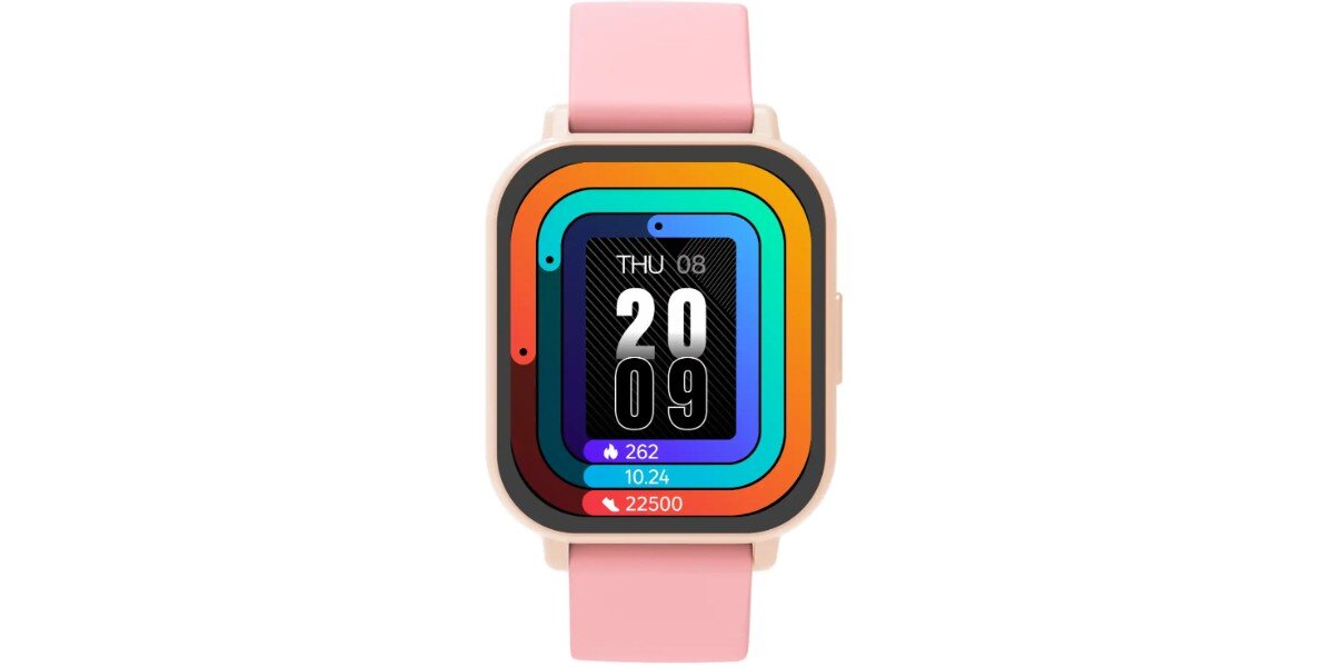 Smartwatch DENVER SWC-176RO Różowy na białym tle.
