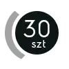 Czarna ikona z białym napisem \'30 szt\'.