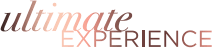 Logo z napisem \'ultimate EXPERIENCE\' w kolorze miedzianym na przezroczystym tle.