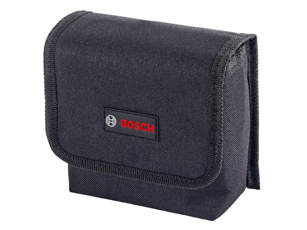 Czarna torba z materiału z logo \'BOSCH\' na przodzie.