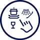 Logo media expert w kształcie okręgu, w kolorze granatowym z białym napisem \'media expert\'.