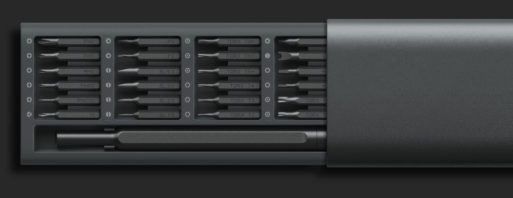 Zestaw wkrętaków XIAOMI Mi Precision Screwdriver Kit obudowa ze stopu aluminium gładka jednolita wygodny chwyt łatwość użytkowania anodyzowane piaskowane wykończenie większa odporność na rdzę powierzchnia antypoślizgowa odporna na pot długotrwałość bezpieczeństwo