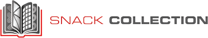 Logo przedstawia otwartą książkę z kratkowanym wzorem po lewej stronie oraz napis \'SNACK COLLECTION\' po prawej stronie.