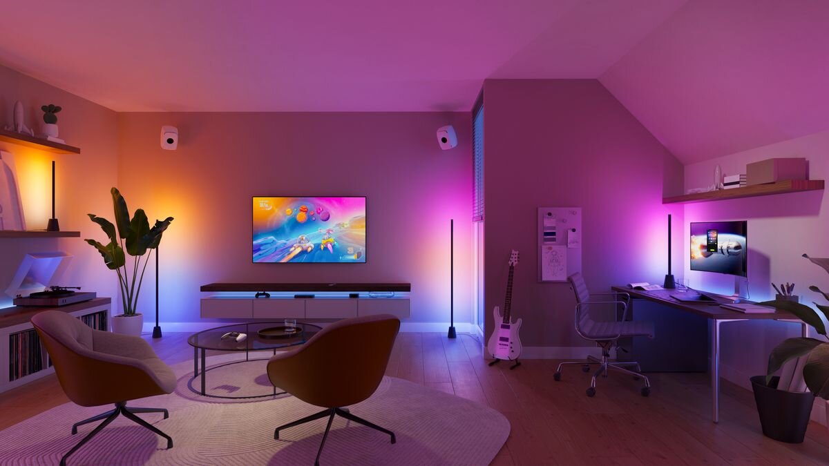 Lampa PHILIPS HUE Play 929004320901 Bluetooth, Zigbee, kolory, gradient, atmosfera, sypialnia, Pokój gracza z oświetleniem zsynchronizowanym z grą.