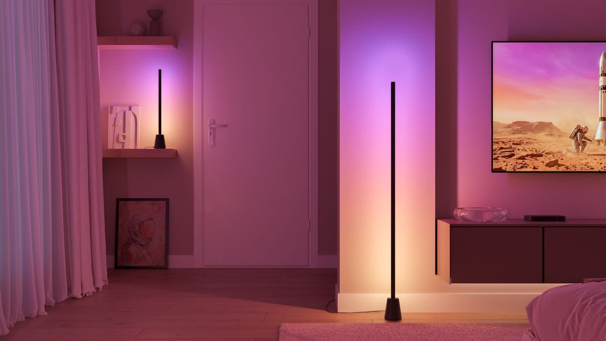 Lampa PHILIPS HUE Play 929004321101 Bluetooth, Zigbee, smukła, narożnik, wysokość, design, Kolorowe oświetlenie zsynchronizowane z obrazem TV.