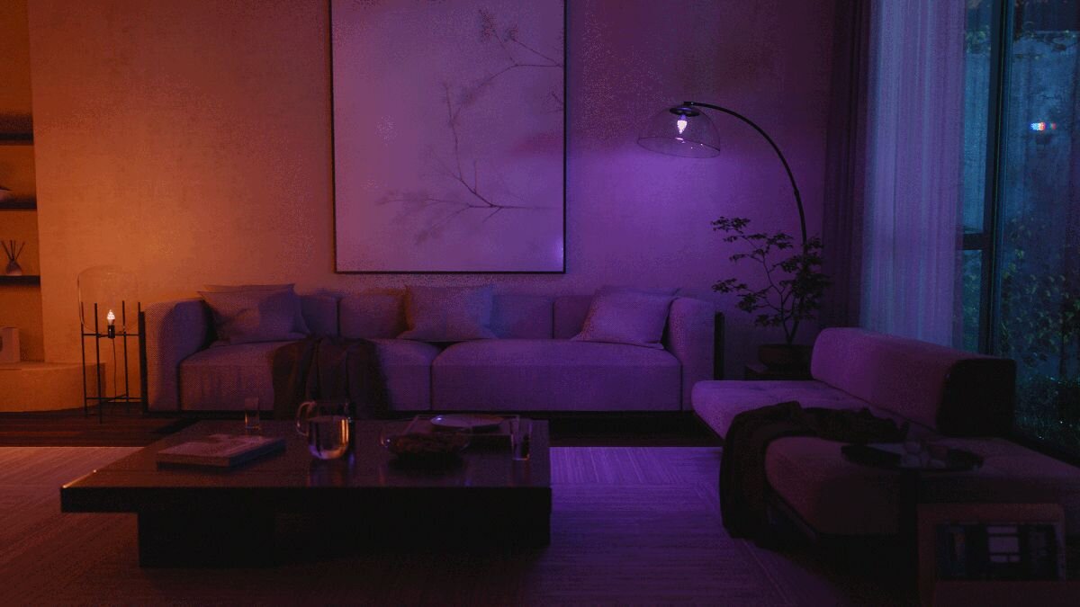 Inteligentna żarówka LED PHILIPS HUE Ambiance 929004295601 3.7W E14 Bluetooth, ZigBee, mostek, hue, automatyzacja, synchronizacja, Kuchnia z lampą wiszącą nad blatem i kawą.
