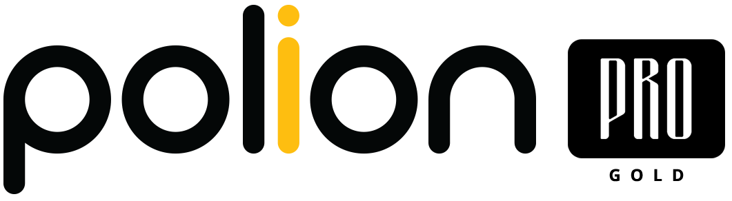 Logo z napisem \'polion PRO\', gdzie litera \'i\' jest w kolorze żółtym.