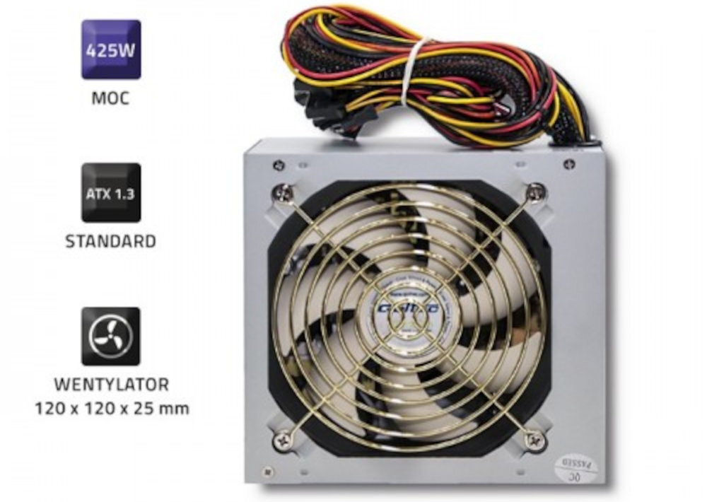 Zasilacz QOLTEC SilentLine 425W certyfikat jakosci 80+ GOLD
