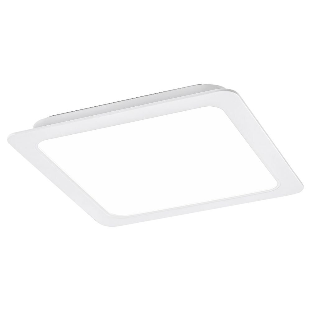 Biała, kwadratowa oprawa podtynkowa LED o minimalistycznym designie. Produkt ma gładką powierzchnię i jest przeznaczony do montażu sufitowego.