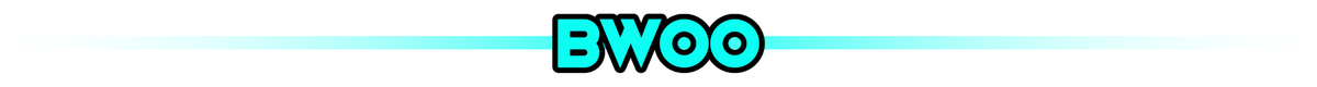 Logo z napisem \'BWOO\' na tle z gradientem od białego do niebieskiego.