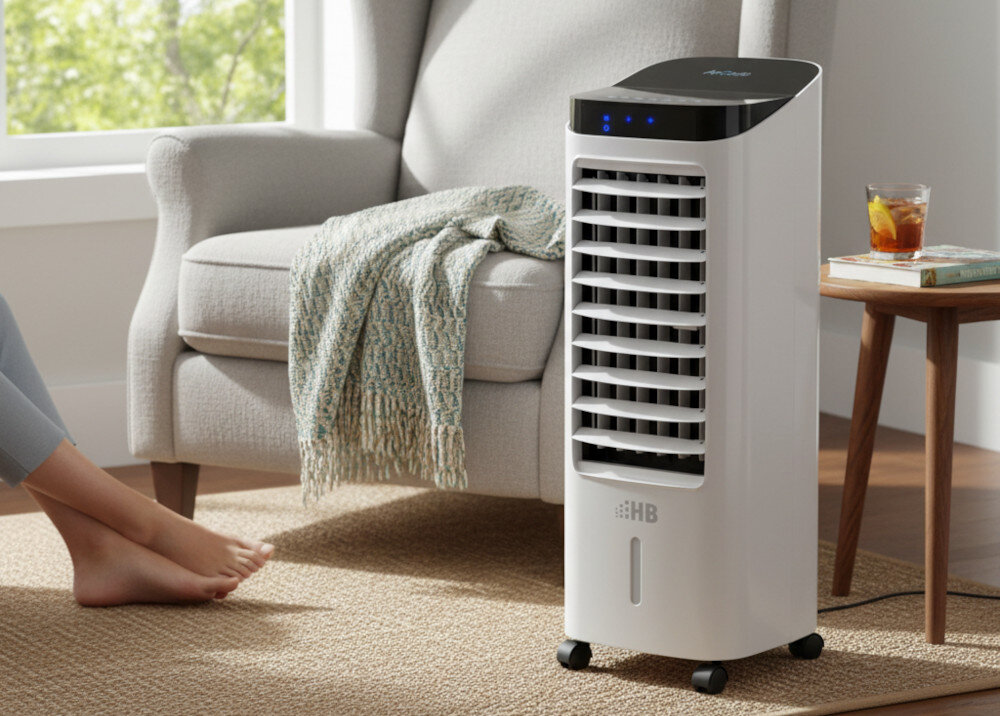 Klimator HB AC0078DWRC zdjęcie lifestyle Mobilna konstrukcja wymiary waga