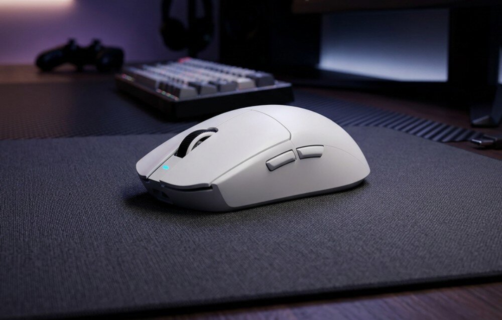 Mysz MCHOSE HW-G3V2-4 Mysz komputerowa ujęta od przodu z widoczną rolką przewijania, dwoma przyciskami głównymi, gniazdem USB-C na przedniej krawędzi oraz dwoma przyciskami bocznymi