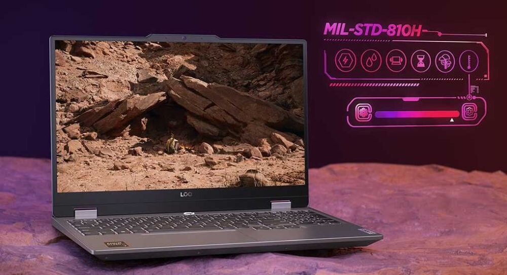 Smukła konstrukcja obudowy laptopa LENOVO LOQ 15AHP9 ze standardem militarnym MIL-STD 810H