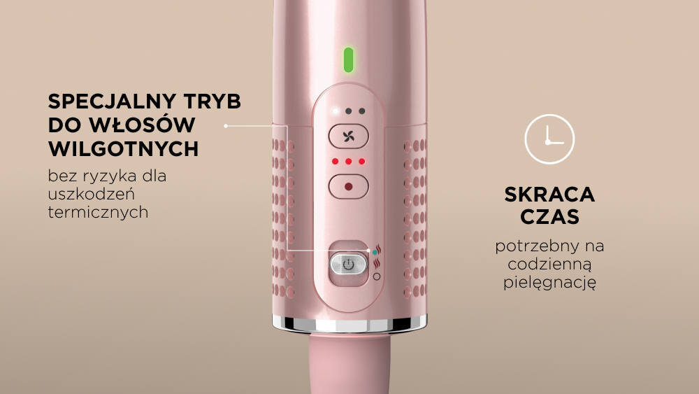 Szczotka prostująca SHARK Glossi 2w1 HT302EUPK Różowy zdjęcie lifestyle Szybkie suszenie