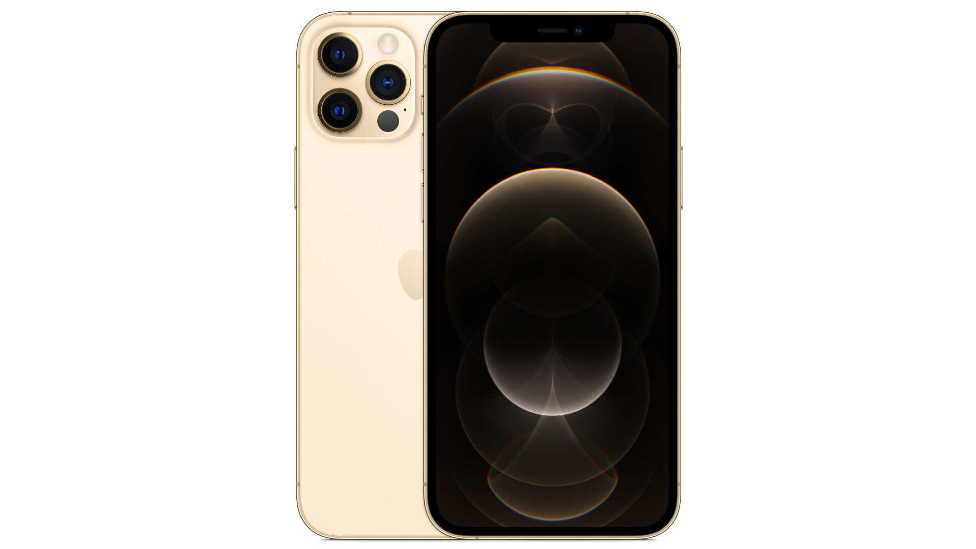 Na obrazie widoczny jest złoty smartfon z trzema aparatami z tyłu i wyświetlaczem z przodu, na którym widać abstrakcyjny wzór. Urządzenie ma elegancki, nowoczesny design.