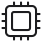 Ikona przedstawia czarny symbol mikroprocesora na białym tle.