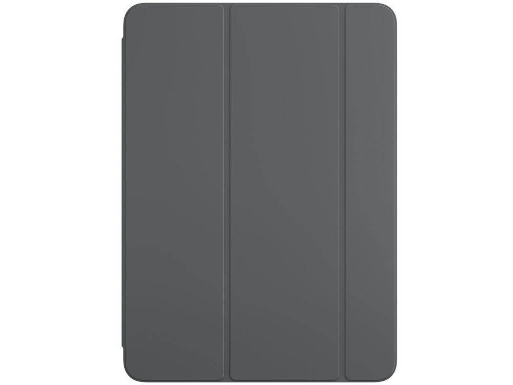 Grafitowe etui na tablet z trzema pionowymi panelami na przedniej stronie.