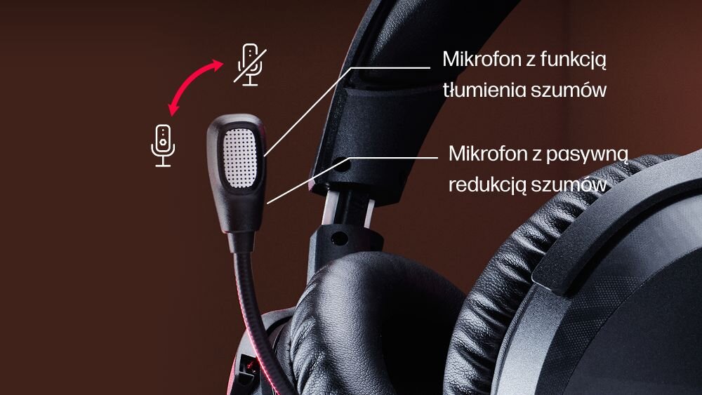 Słuchawki HYPERX Cloud Stinger 3 Wireless z mikrofonem 6 mm, metalową siateczką i redukcją szumów, kadr na mikrofon w słuchawkach