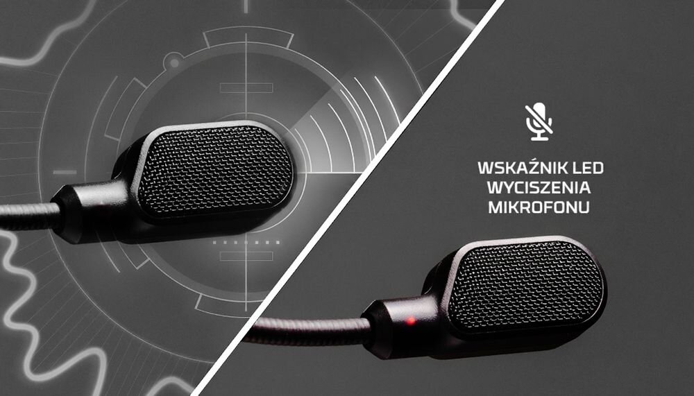 HYPERX Cloud III słuchawki gamingowe, ulepszony mikrofon, redukcja szumów, filtr z siateczki, dioda LED wyciszenia, mikrofon na szarym tle