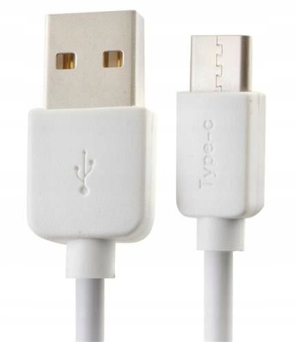 Na obrazie widoczne są dwa białe złącza USB: jedno standardowe USB-A, a drugie USB-C z napisem \'Type-C\'.