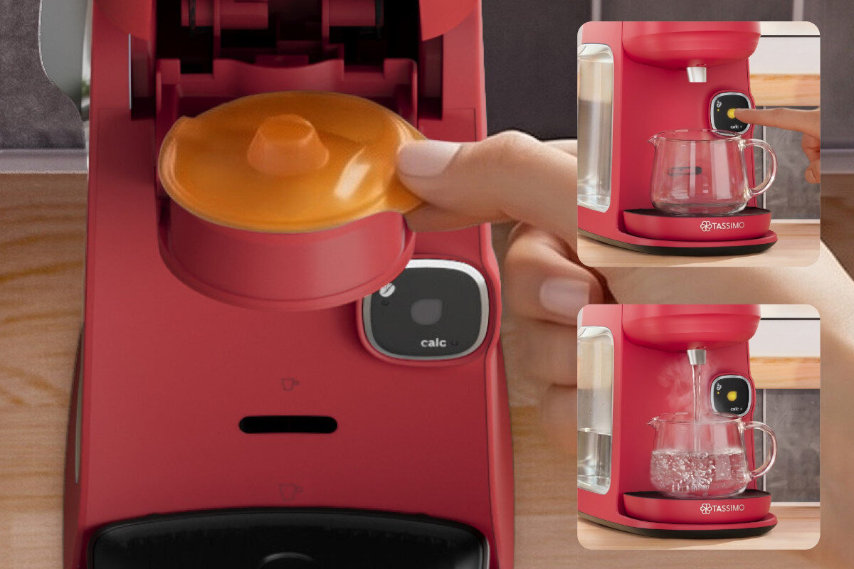 Ekspres BOSCH Tassimo Harmony Plus TAS173B automatycznie rozpoznaje kapsułki i rodzaj napoju Czerwony
