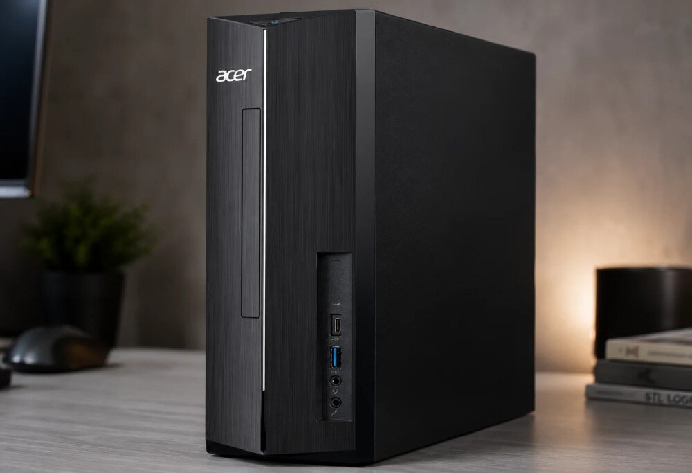 Komputer ACER Aspire XC-1710 Przedni panel komputera z widocznym logo acer i portami wejścia