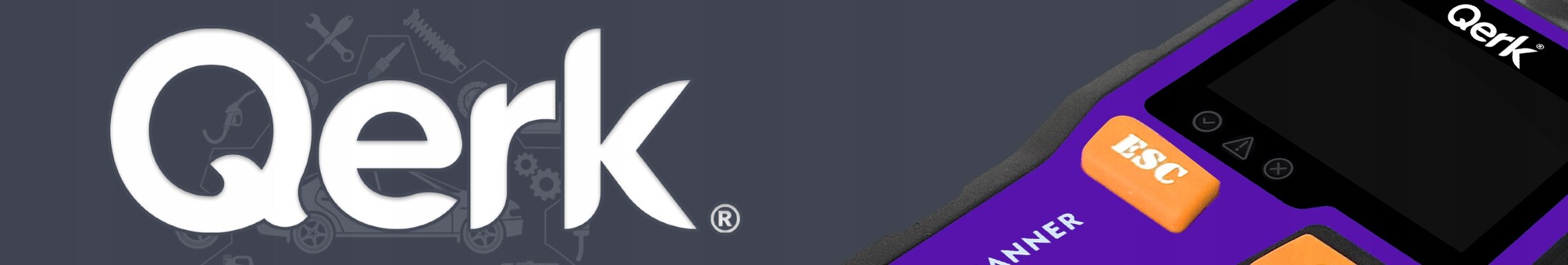 Obraz przedstawia fragment urządzenia diagnostycznego z widocznym logo \'Qerk\'. Na urządzeniu znajduje się przycisk z napisem \'ESC\'.