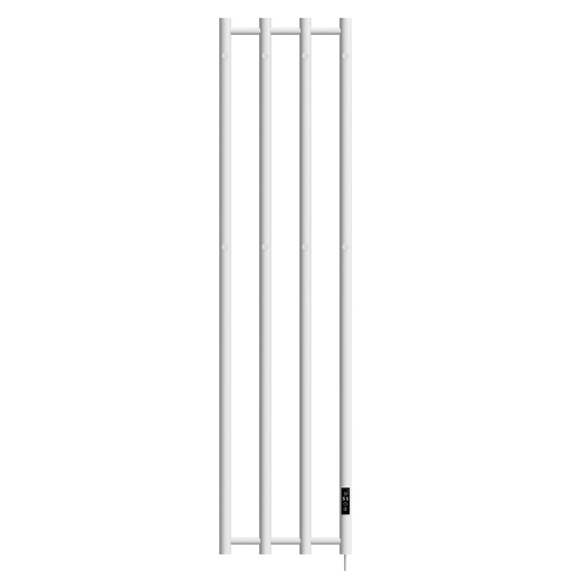 Biała, prostokątna lampa ścienna o nowoczesnym designie, wykonana z metalu. Lampa ma gładką powierzchnię i minimalistyczny wygląd.