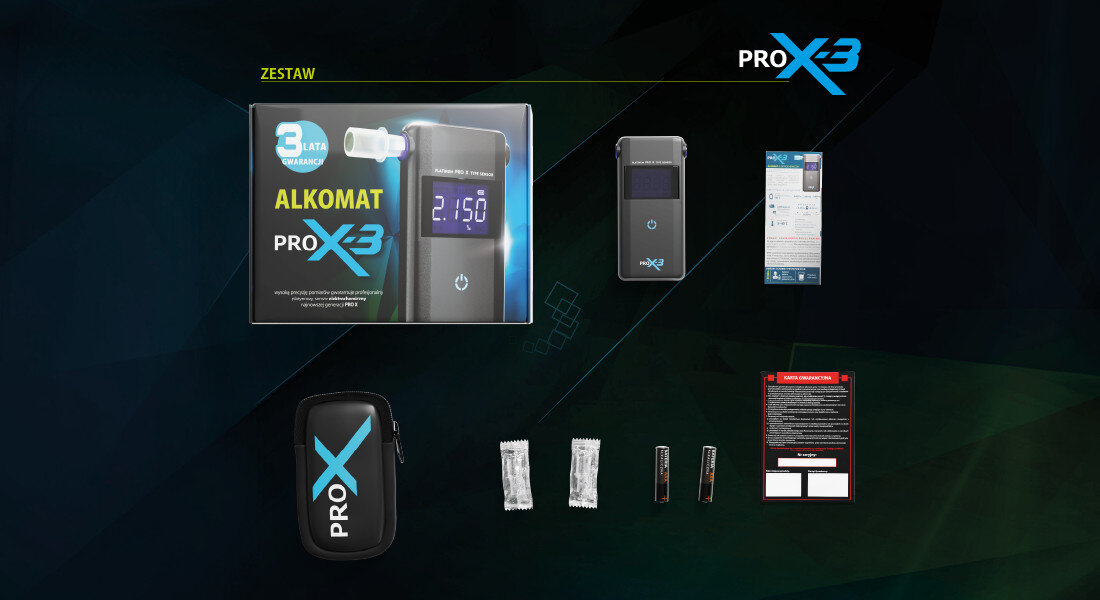 Alkomat ALCOFIND Pro X 3 zestaw akcesoria komplet wyposazenie
