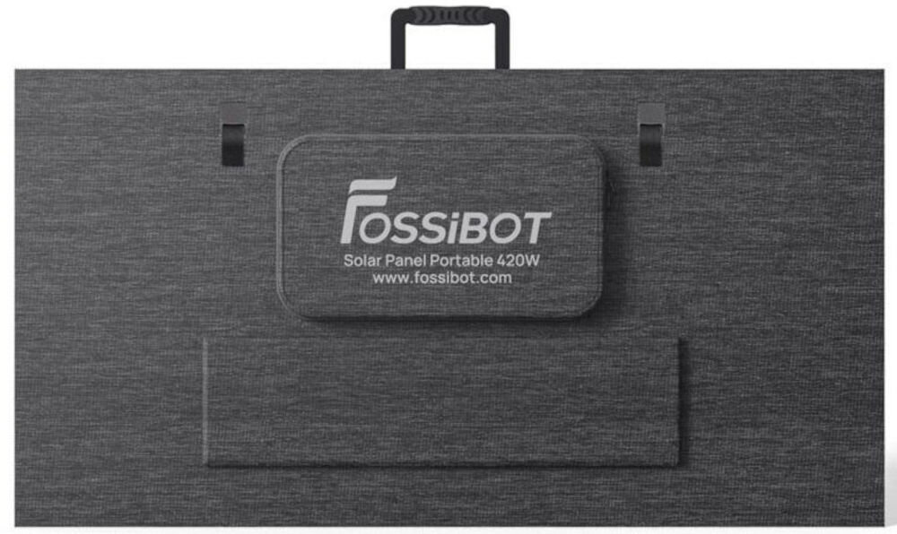 Panel fotowoltaiczny FOSSIBOT SP420 420W Czarny, kieszeń, zamek, akcesoria, kable, Złożony panel fotowoltaiczny w formie walizki z kieszenią.   