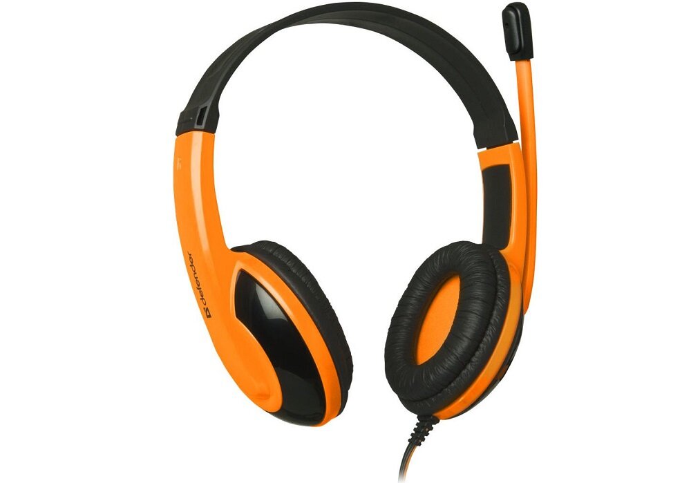Słuchawki DEFENDER Warhead G-120 Czarno-pomarańczowy - wbudowany mikforon umieszczony na pałąku skuteczna komunikacja