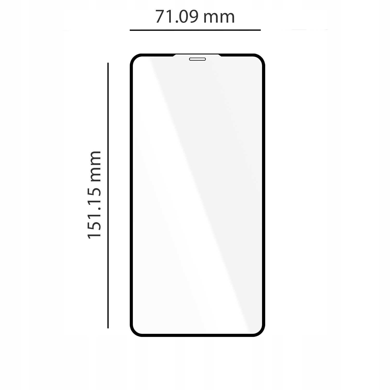 Ilustracja przedstawia prostokątny kształt z wymiarami 64.91 mm na 137.40 mm, przypominający ekran telefonu. Widać cienką ramkę wokół przezroczystej powierzchni.