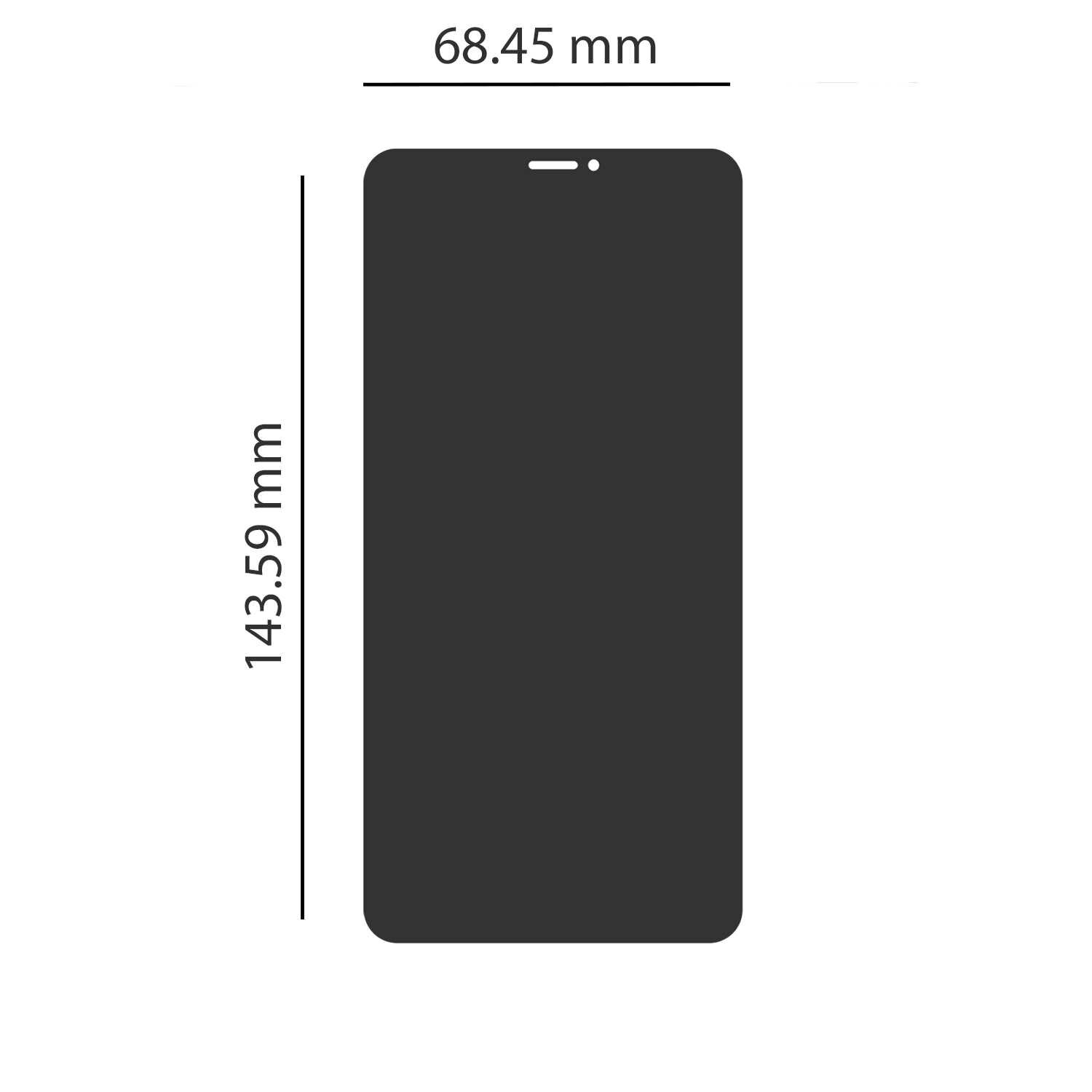 Obraz przedstawia prostokątny kształt o wymiarach 65.14 mm na 137.85 mm, przypominający ekran telefonu.