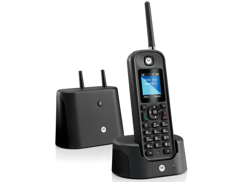Telefon stacjonarny bezprzewodowy Motorola O201, czarny — ekran TFT 1,8 cala, podświetlana klawiatura i książka na 200 kontaktów