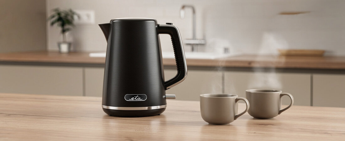 Czajnik ETA Nora 360590010 Czarny zdjęcie lifestyle łączy design z funkcjonalnością Ozdoba Twojej kuchni