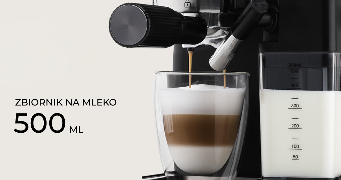 Ekspres ETA Aromico 517590000 zdjęcie lifestyle dwóch niezależnych systemów grzewczych Thermoblock espresso, jak i mlecznej pianki