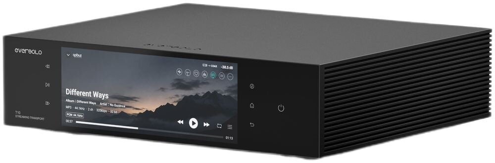 EVERSOLO T10 streaming muzyki Apple Music TIDAL Qobuz Spotify Connect radio internetowe DLNA Bluetooth i zgrywanie płyt CD, urządzenie na białym tle