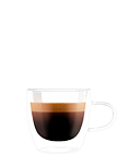 Obraz przedstawia filiżankę espresso z ciemnym napojem i jasną pianką na wierzchu. Nad filiżanką widnieje napis \'ESPRESSO\'.